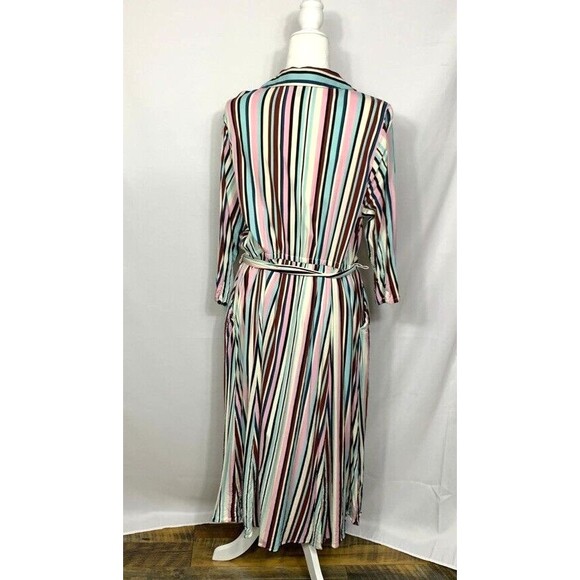 Torrid 2 Dress Womens Plus Stripped Belted Maxi Belted Button Front Long Sleeve - Picture 11 of 15
